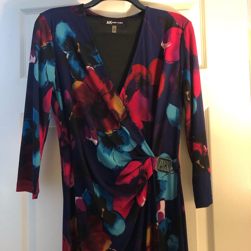 Anne Klein Blue Floral Wrap Dress